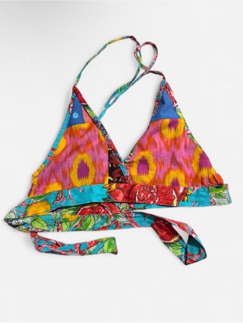 Multicolor crop halter top & yellow skirt
